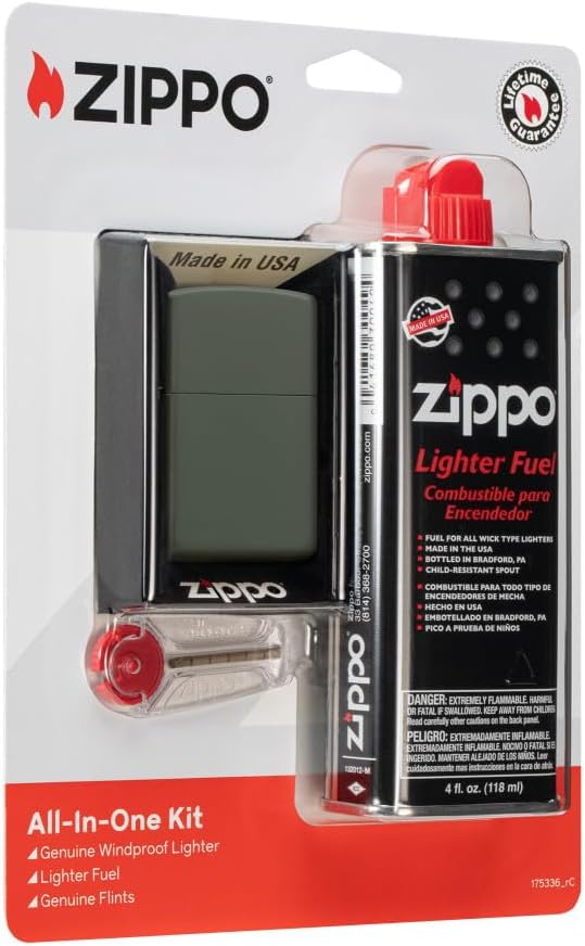 All-in-One Kit with Green Matte Windproof Lighter