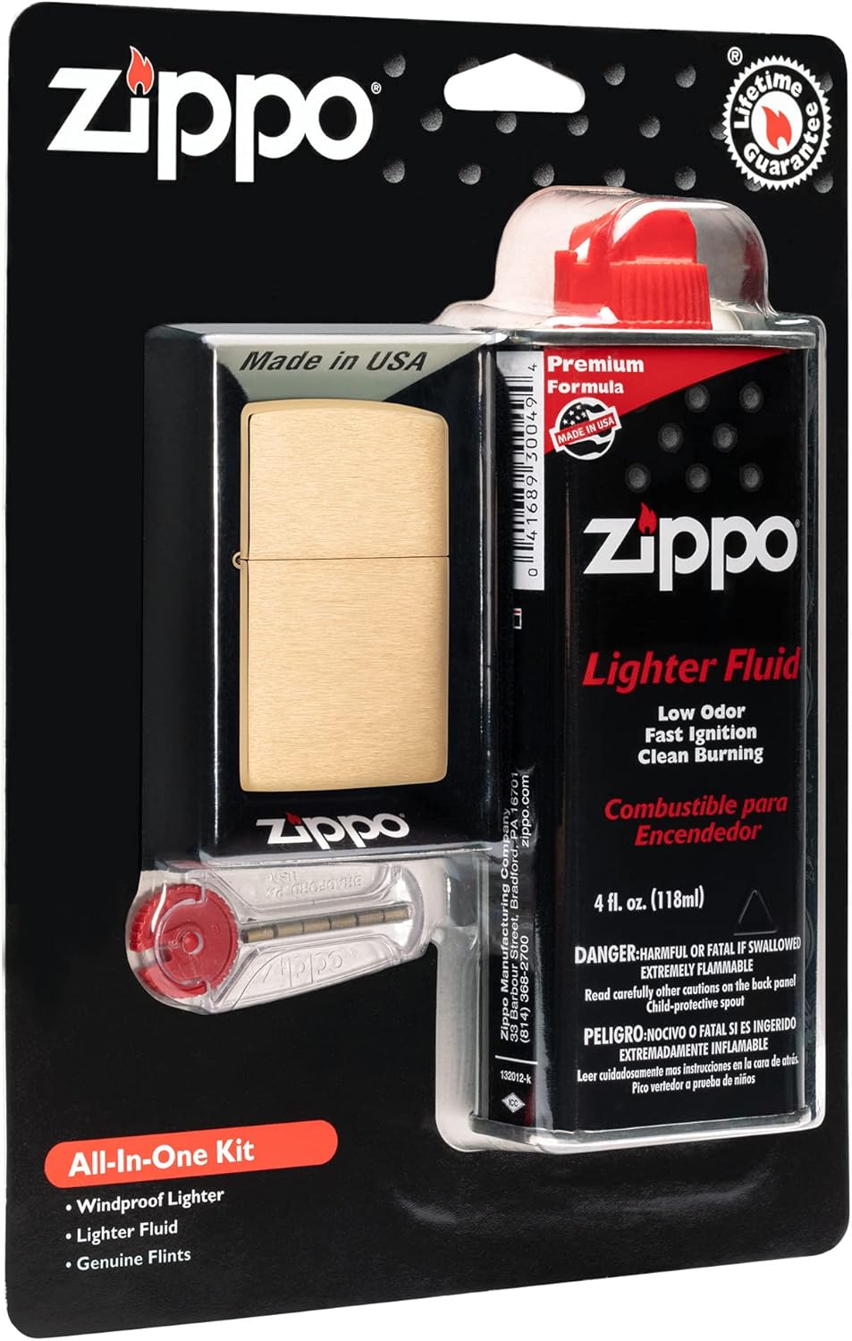 All-in-One Kit with Brushed Brass Windproof Lighter